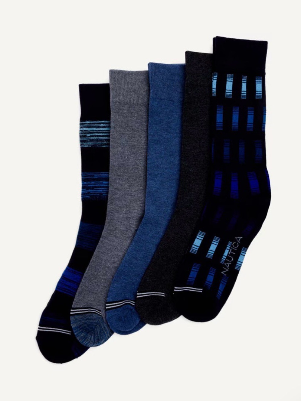 New Nautica Men's Assorted Dress Crew Socks 5 Pack